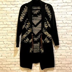 Obey Printed Shawlneck Open Front Cardigan